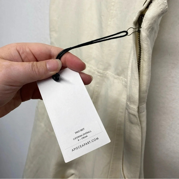 NEW Apiece Apart Caterina Overalls Cream Wide Leg Apron Jumper 8 Cotton Linen - Picture 8 of 13